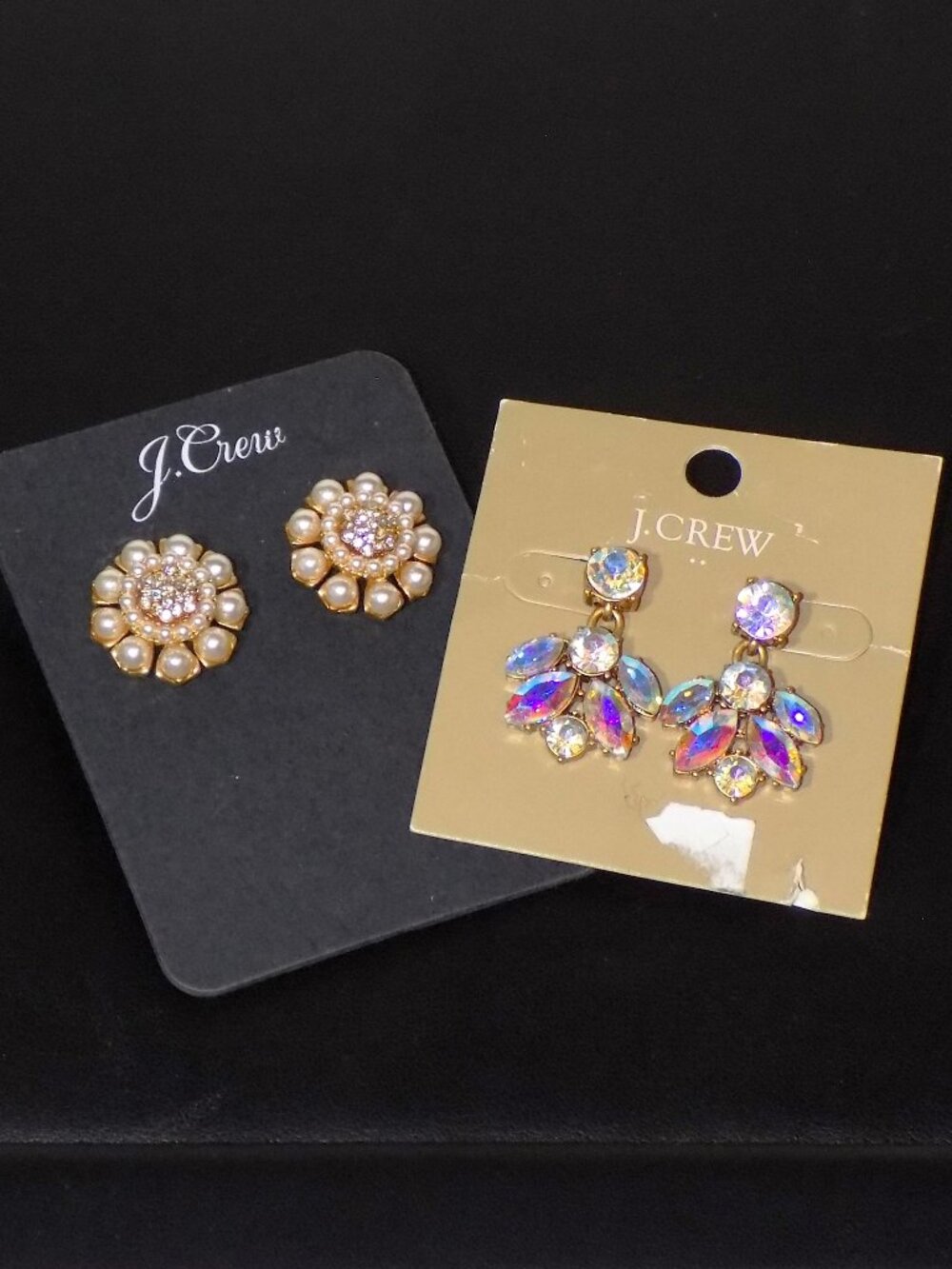 Lot 2 New Pairs J. Crew Crystal Earrings Bundle. AB Drop & Bead Cluster